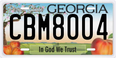 GA license plate CBM8004