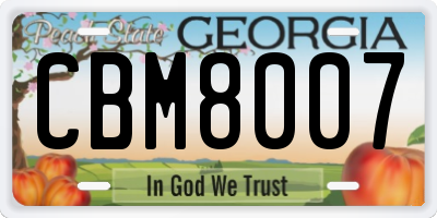 GA license plate CBM8007