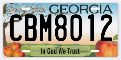 GA license plate CBM8012