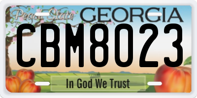 GA license plate CBM8023