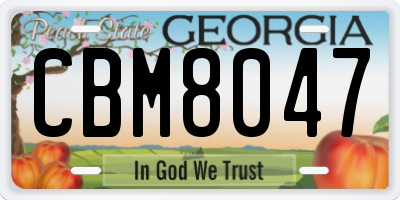 GA license plate CBM8047