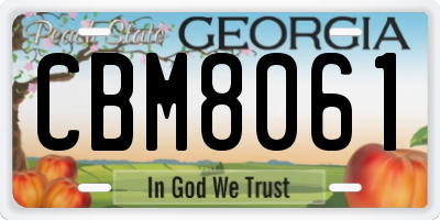 GA license plate CBM8061