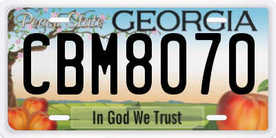 GA license plate CBM8070