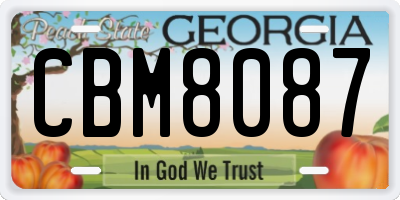GA license plate CBM8087