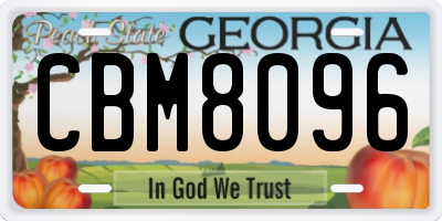 GA license plate CBM8096