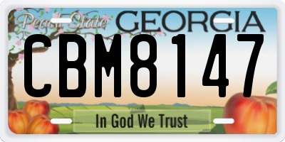 GA license plate CBM8147