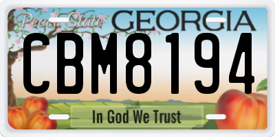 GA license plate CBM8194