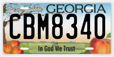 GA license plate CBM8340