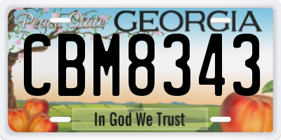 GA license plate CBM8343
