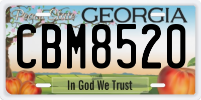 GA license plate CBM8520
