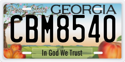 GA license plate CBM8540