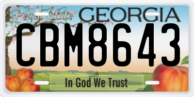 GA license plate CBM8643