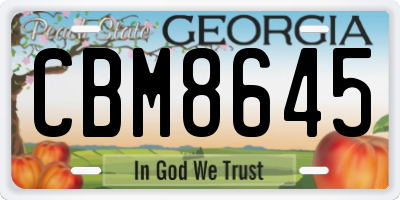 GA license plate CBM8645