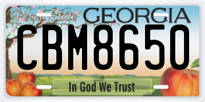 GA license plate CBM8650