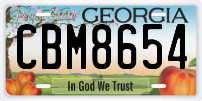 GA license plate CBM8654