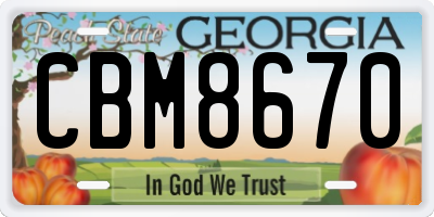 GA license plate CBM8670