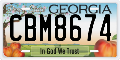 GA license plate CBM8674