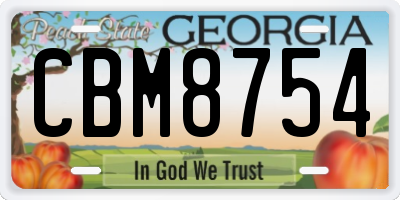 GA license plate CBM8754