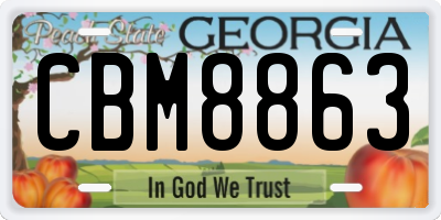 GA license plate CBM8863