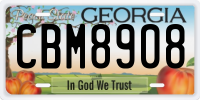GA license plate CBM8908