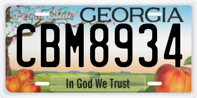GA license plate CBM8934