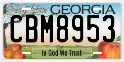 GA license plate CBM8953