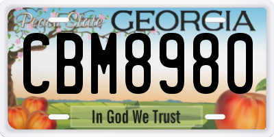 GA license plate CBM8980