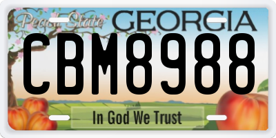 GA license plate CBM8988
