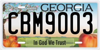 GA license plate CBM9003