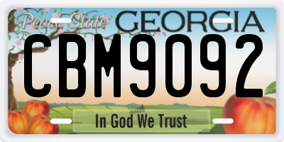 GA license plate CBM9092