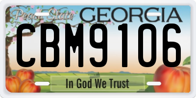 GA license plate CBM9106