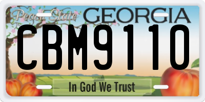 GA license plate CBM9110