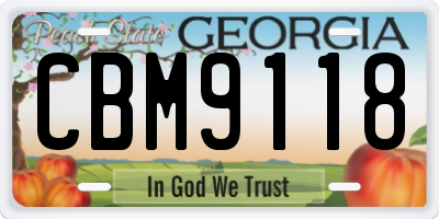 GA license plate CBM9118