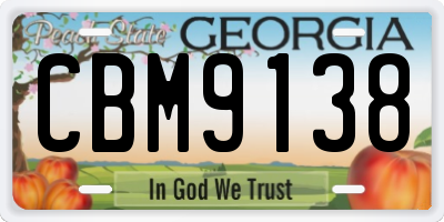 GA license plate CBM9138