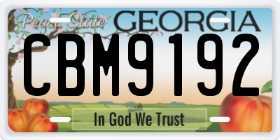 GA license plate CBM9192