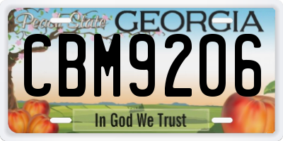 GA license plate CBM9206