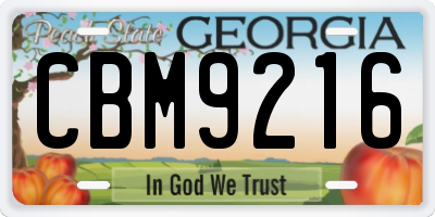 GA license plate CBM9216