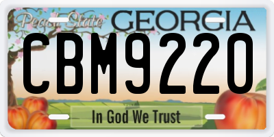 GA license plate CBM9220