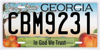 GA license plate CBM9231