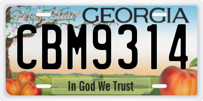 GA license plate CBM9314