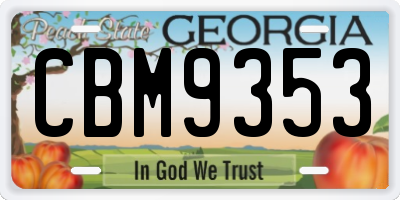 GA license plate CBM9353