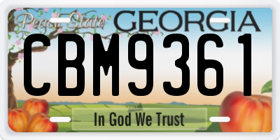 GA license plate CBM9361