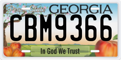 GA license plate CBM9366
