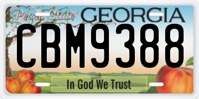 GA license plate CBM9388