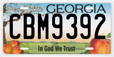 GA license plate CBM9392
