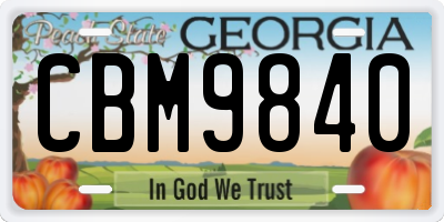 GA license plate CBM9840