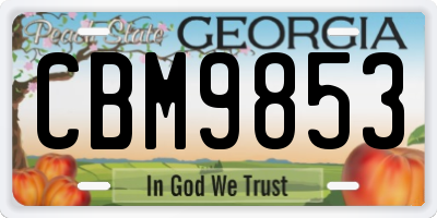 GA license plate CBM9853