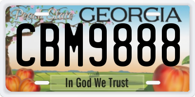 GA license plate CBM9888