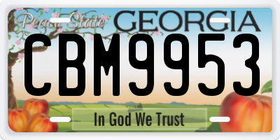 GA license plate CBM9953