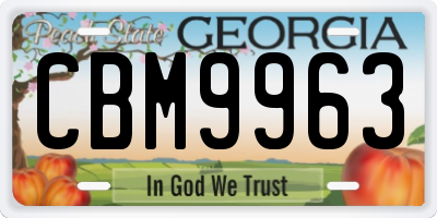 GA license plate CBM9963